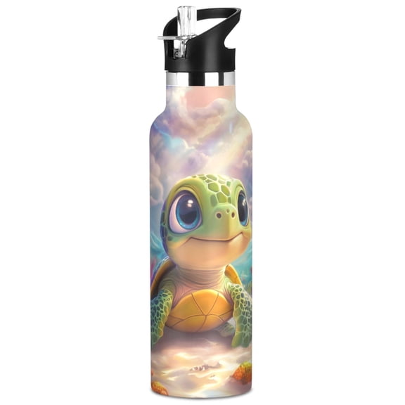 ALAZA Sea Turtles Sunshine Pattern Stainless Steel Water Bottle Vacuum Insulated Leak-Proof Tumbler with Straw Handle 20oz