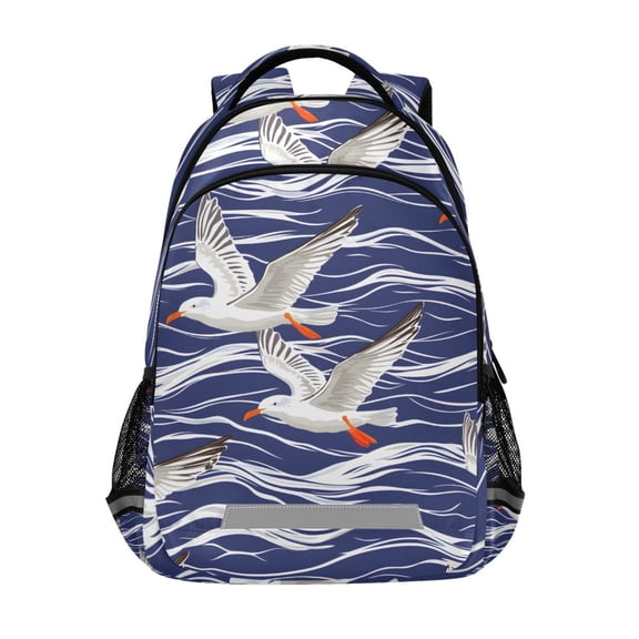 ALAZA Seagull on Wave Backpack Elementary School Bag Bookbag Travel Rucksack