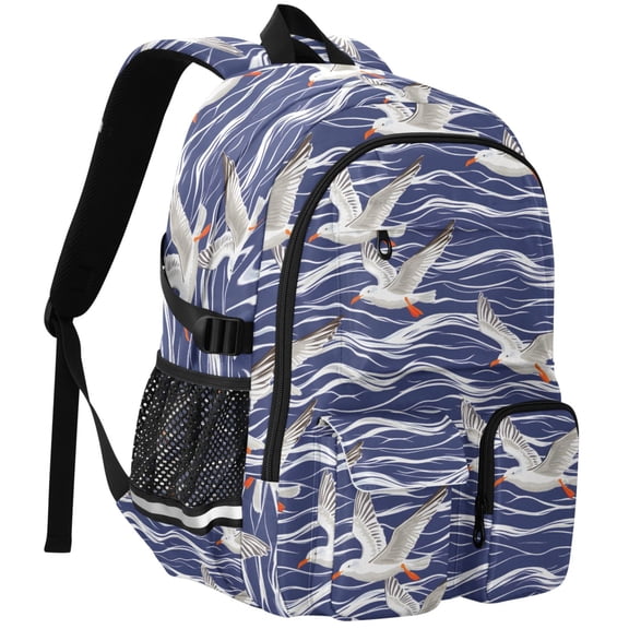 ALAZA Seagull on Wave Print Student Backpack School Bookbag Large Laptop Daypack Travel Bag