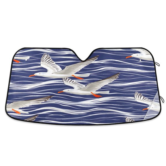 ALAZA Seagull on Wave Windshield Sun Shade Car Foldable Sun Visor Block UV Rays Protector 53"x23.5"