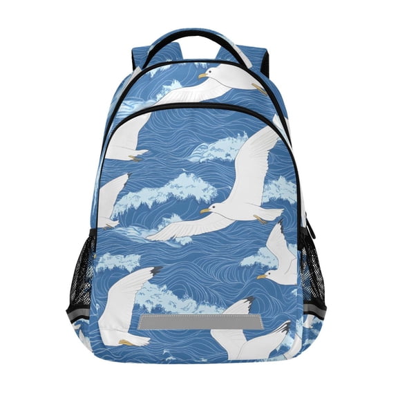 ALAZA Seagulls Wavy Backpack Elementary School Bag Bookbag Travel Rucksack