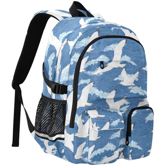 ALAZA Seagulls Wavy Print Student Backpack School Bookbag Large Laptop Daypack Travel Bag
