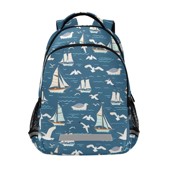 ALAZA Seagulls and Ship Backpack Elementary School Bag Bookbag Travel Rucksack