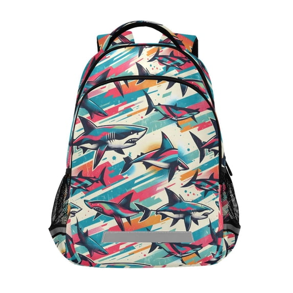 ALAZA Seamless Magic Sharks Backpack Elementary School Bag Bookbag Travel Rucksack
