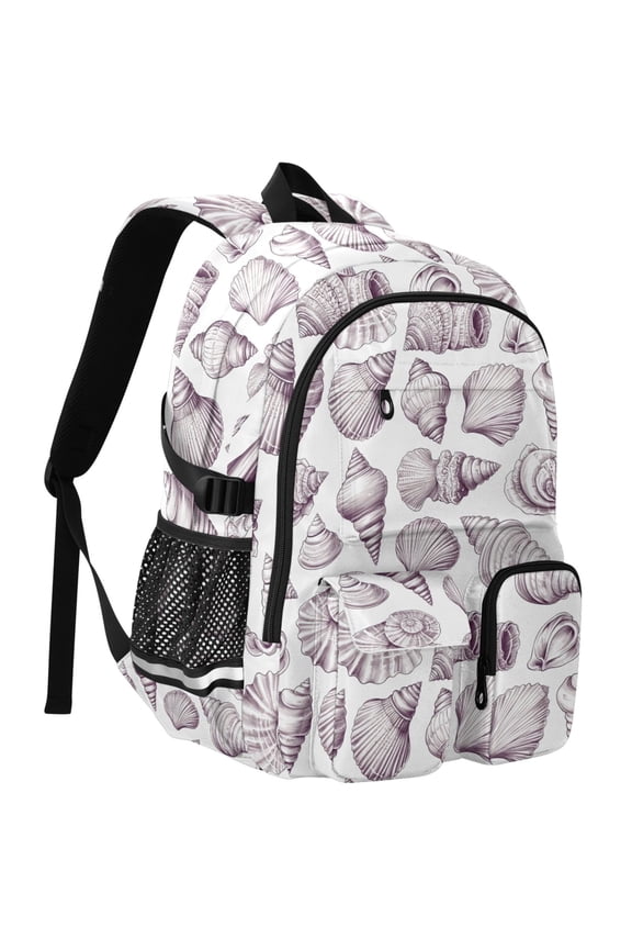 Seashell Conch Print Student Backpack School Bookbag Large Laptop Daypack Travel Bag