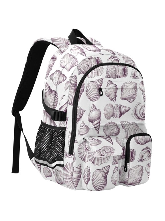 Seashell Conch Print Student Backpack School Bookbag Large Laptop Daypack Travel Bag