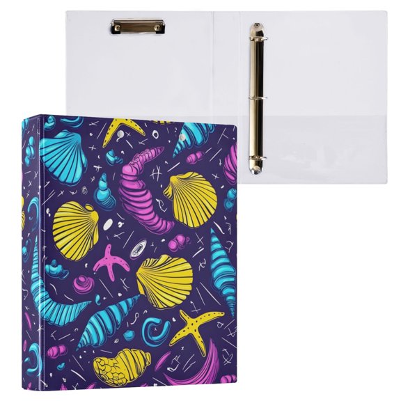 ALAZA Seashell Fantasy Pattern Hardcover 3 Ring Binder 1.5" Round Rings Interior Pockets Binders Organizer 1 Pack