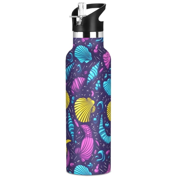 ALAZA Seashell Fantasy Pattern Stainless Steel Water Bottle Vacuum Insulated Leak-Proof Tumbler with Straw Handle 20oz