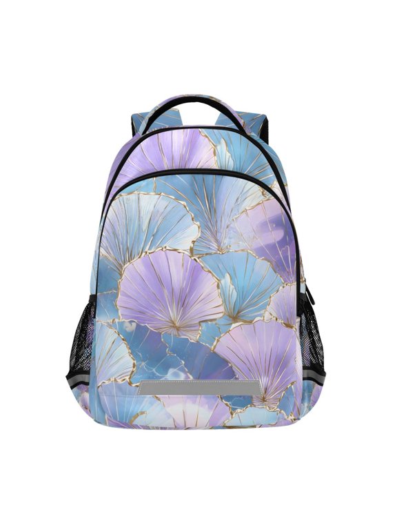 Seashells Blue Backpack Elementary School Bag Bookbag Travel Rucksack