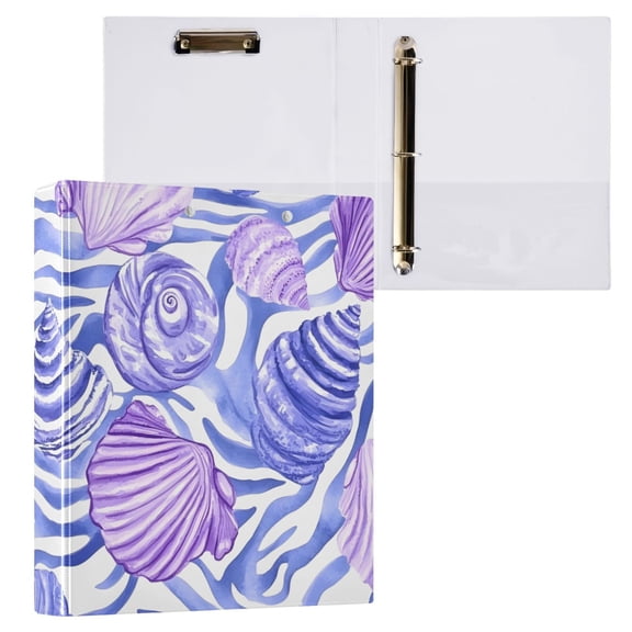 ALAZA Seashells Conch on Wave Hardcover 3 Ring Binder 1.5" Round Rings Interior Pockets Binders Organizer 1 Pack