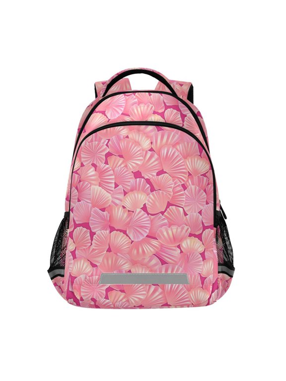 Seashells Pink Backpack Elementary School Bag Bookbag Travel Rucksack