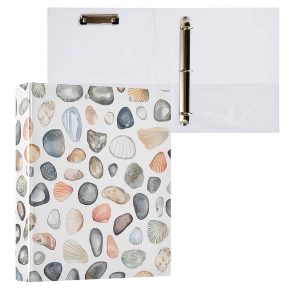 ALAZA Seashells Stone Hardcover 3 Ring Binder 1.5" Round Rings Interior Pockets Binders Organizer 1 Pack
