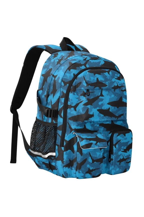 Shark Silhouette-s1 Print Student Backpack School Bookbag Large Laptop Daypack Travel Bag