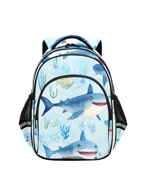 Shark and Fish School Backpack Elementary Bag Bookbag Travel Rucksack