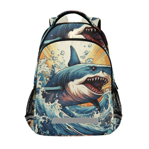 ALAZA Shark in Ocean Backpack Elementary School Bag Bookbag Travel Rucksack