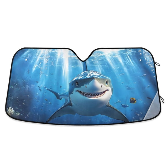 ALAZA Shark under Sea Pattern Car Windshield Sun Shade Foldable UV Ray Sunshade Visor Protector 55 x 27.6in