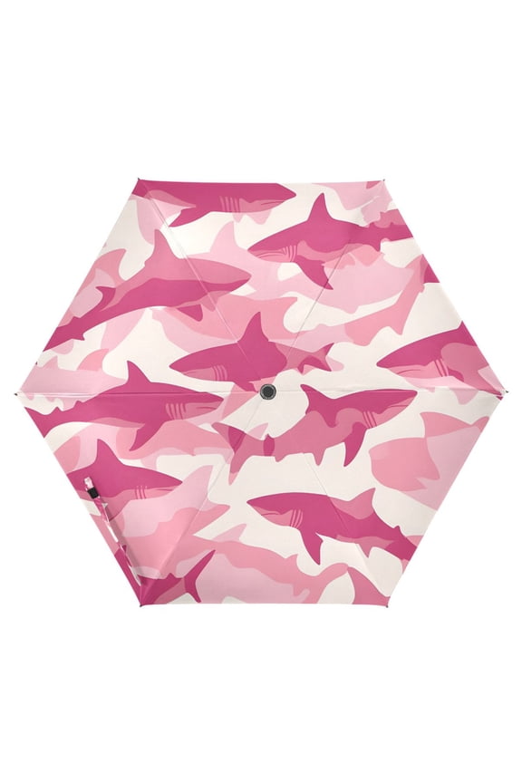 Sharks Pattern UPF 50+ Compact Folding Umbrella for Rain Travel Umbrella Packable