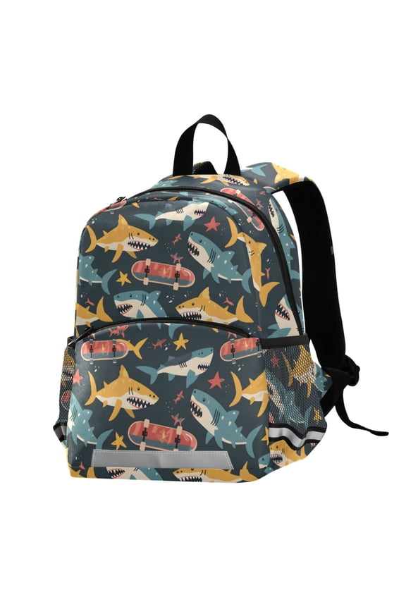 Sharks Skating School Backpack Elementary Student Bookbag