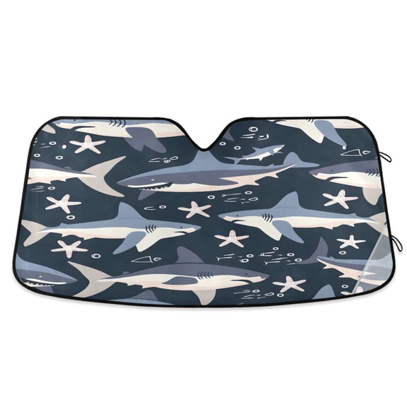 ALAZA Sharks and Sea Stars Windshield Sun Shade Car Foldable Visor Block UV Rays Protector 53"x23.5"