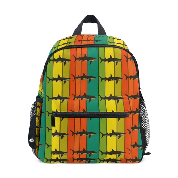 ALAZA Sharks on Rainbow Stripes School Backpack Small Bookbag Mini Bags