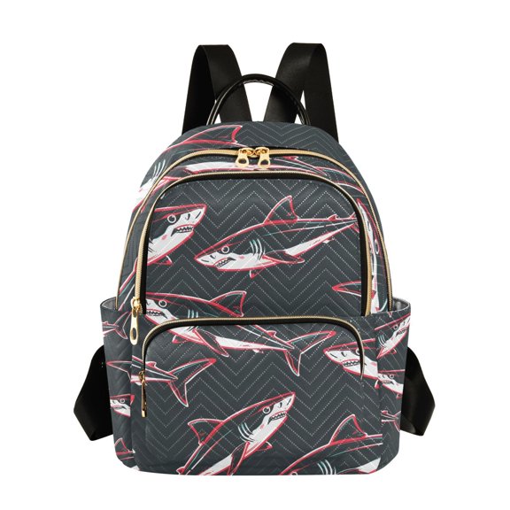 ALAZA Sharks with Red Womens Travel Laptop Backpack Large Daypack Ladies Shoulder Bags M