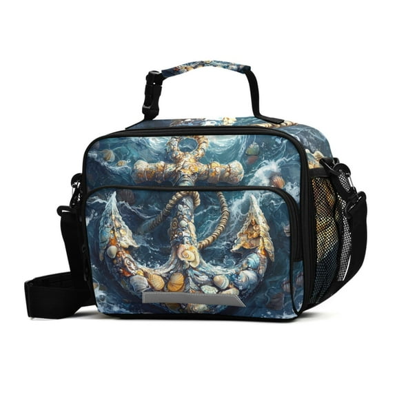 ALAZA Shell Anchors Lunch Box Insulated Cooler Bag Reusable Tote Bags Shoulder Strap