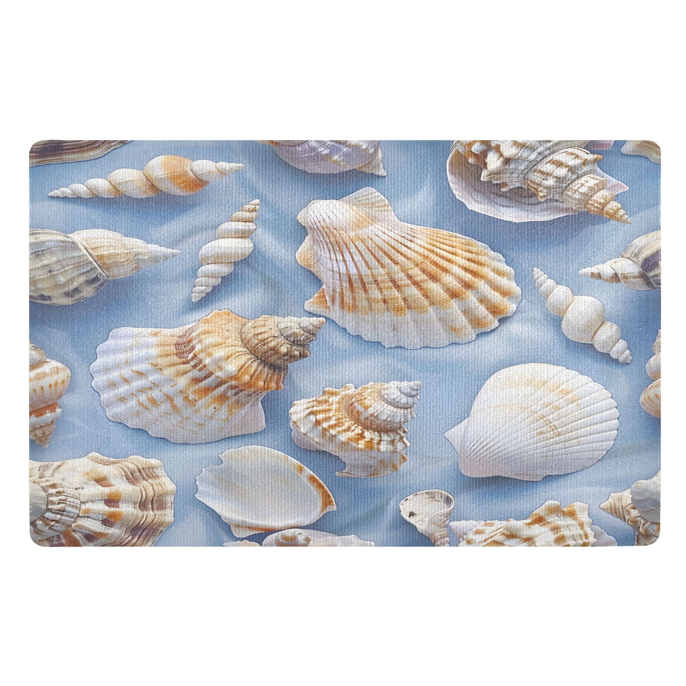 Shell Print Rugs ALAZA Shell Conch Door Mats Outdoor Indoor Entrance Low Profile Floor ...
