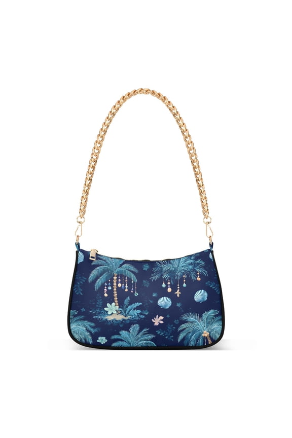 Shells Palm Trees Women's Chain Shoulder Bag Hobo Handbag Tote Crossbody Purse