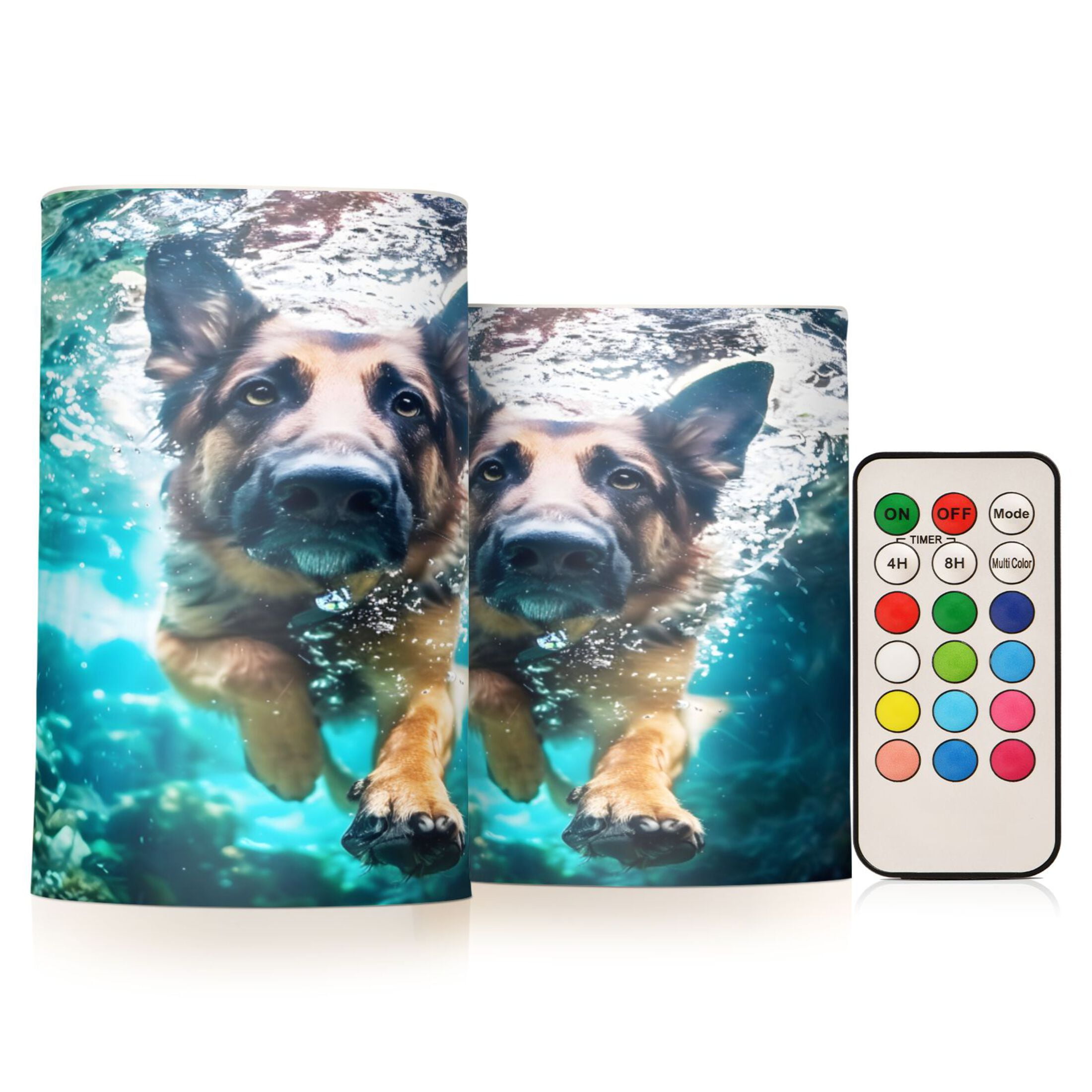 ALAZA Shepherd Dog Underwater 2 PCs LED Flickering Flameless Candles ...