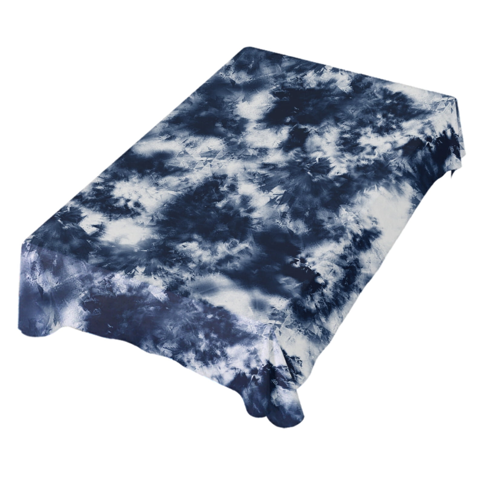 ALAZA Shibori Tie Dye Batik Navy Blue Table Cloth Rectangle 60 x 90