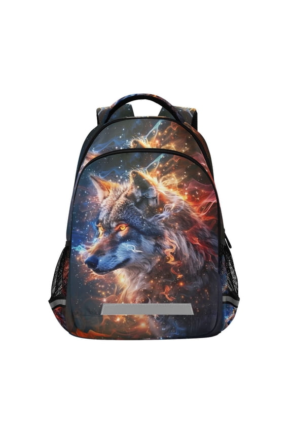 Shining Wolf Backpack Elementary School Bag Bookbag Travel Rucksack