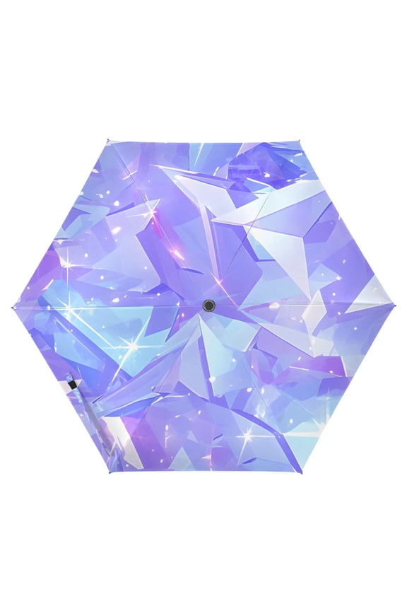 Shiny Geometric Shape Print UPF 50+ Compact Folding Umbrella for Rain Travel Umbrella Packable