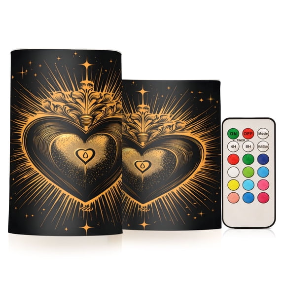 ALAZA Shiny Heart Love 2 PCs LED Flickering Flameless Candles with Remote Timer Battery Operated Candle