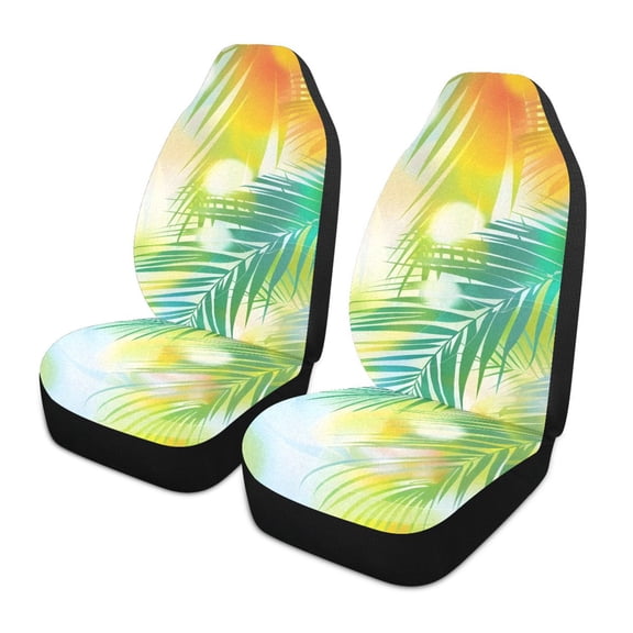 ALAZA Shiny Palm Tree Car Seat Covers 2 PCs Universal Auto Front Seats Interior Protector