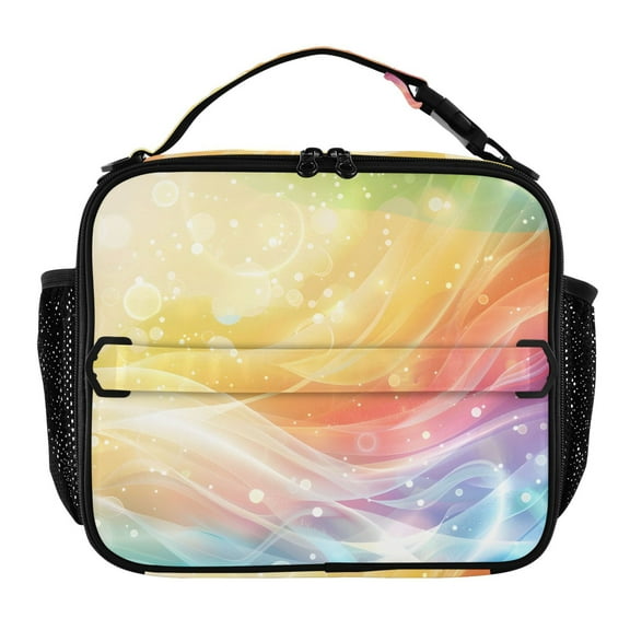 ALAZA Shiny Rainbow Lunch Box Insulated Lunch Bag Cooler Tote with Shoulder Strap