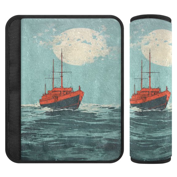 ALAZA Ship on Sea Car Seat Belt Adjuster Neck Covers Shoulder Cushions Pads M