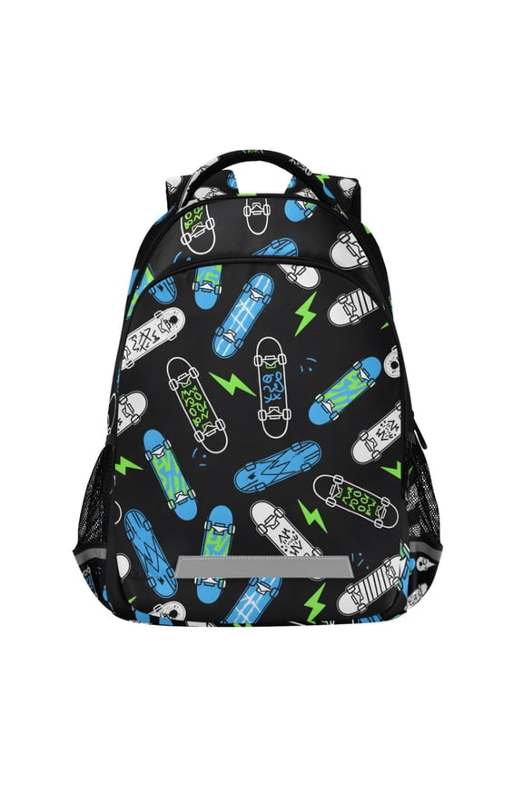 Skateboard Lightning Pattern Backpack Elementary School Bags Student Bookbag Travel Rucksack