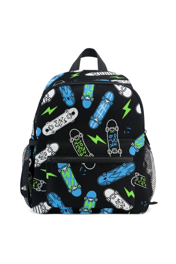 Skateboard Lightning Pattern School Backpack Student Bookbag Mini Bag
