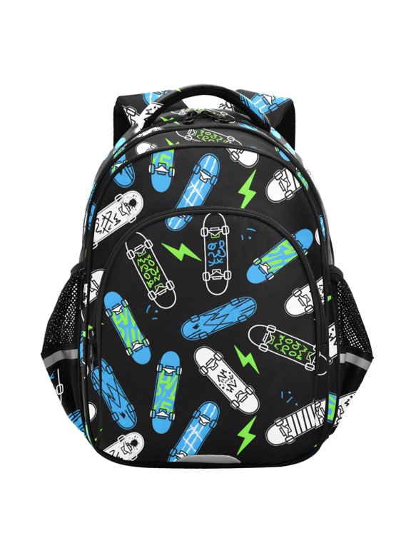 Skateboard Lightning School Backpack Elementary Bag Student Bookbag Travel Rucksack