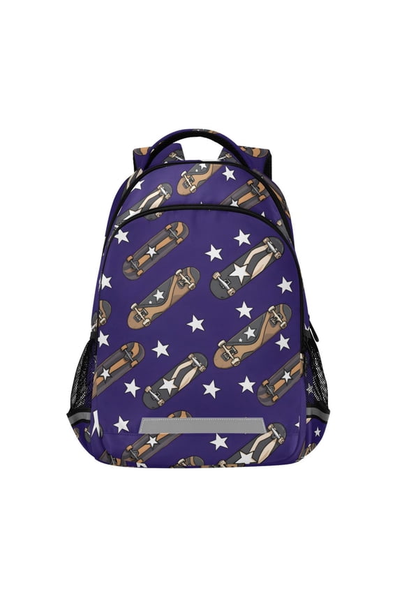 Skateboard Stars Blue Backpack Elementary School Bag Bookbag Travel Rucksack