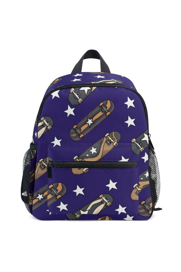 Skateboard Stars Blue Pattern School Backpack Student Bookbag Mini Bag