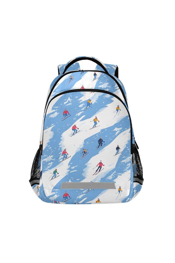 Skater on Winter Backpack Elementary School Bag Bookbag Travel Rucksack