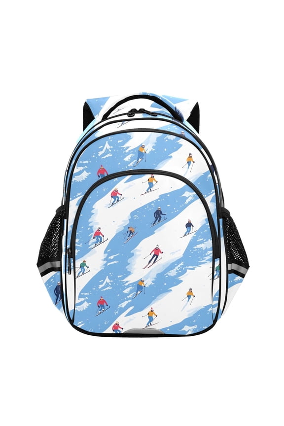 Skater on Winter School Backpack Elementary Bag Bookbag Travel Rucksack