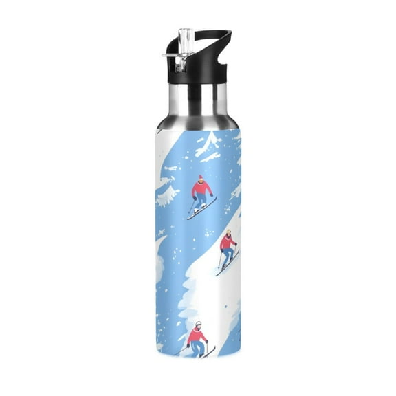 ALAZA Skater on Winter Water Bottle Insulated Flask Stainless Steel Straw Lid 20 oz
