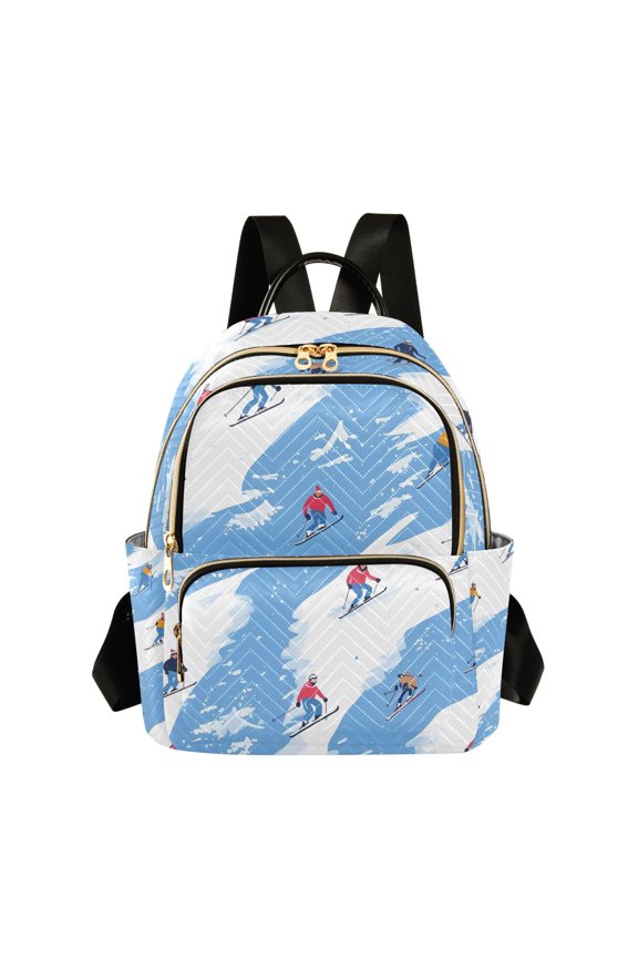 Skater on Winter Womens Travel Laptop Backpack Large Daypack Ladies Shoulder Bags S