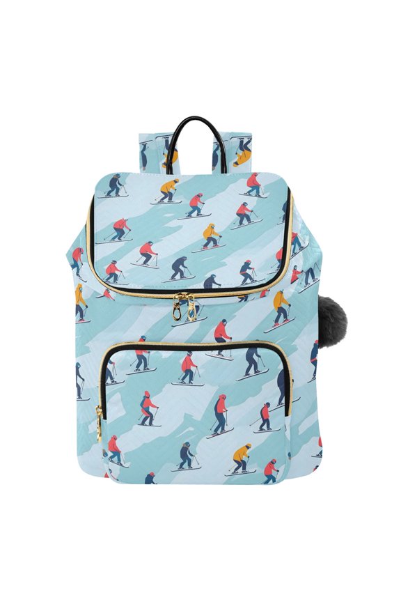 Skating on Winter Travel Backpack Laptop Bag Large Capacity Daypack