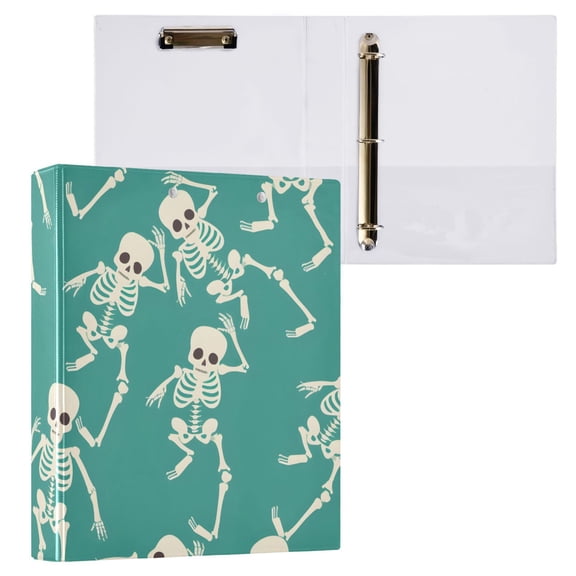 ALAZA Skeleton Dancing Skull Hardcover 3 Ring Binder 1.5" Round Rings Interior Pockets Binders Organizer 1 Pack