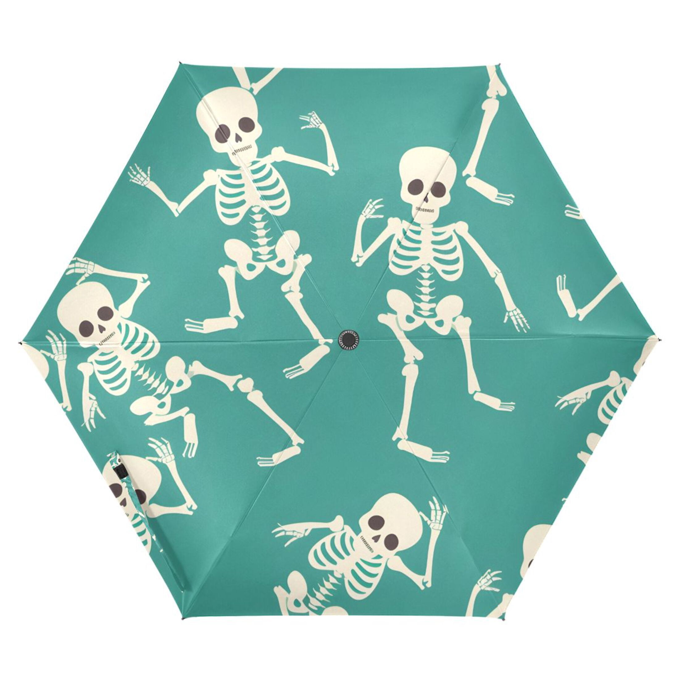 ALAZA Skeleton Dancing Skull UPF 50+ Compact Folding Umbrella for Rain Travel Umbrella Packable