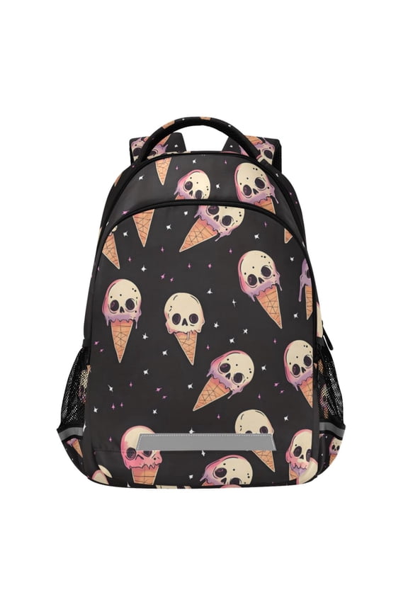 Skeleton Ice Cream Pattern Backpack Elementary School Bags Student Bookbag Travel Rucksack