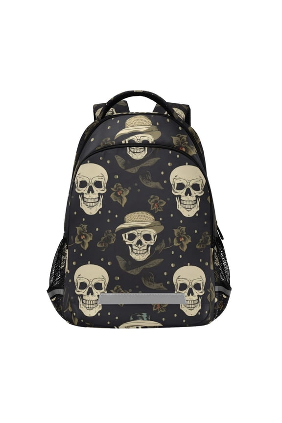 Skeleton Skull Backpack Elementary School Bag Bookbag Travel Rucksack